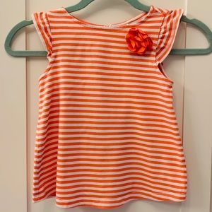 Janie and Jack Coral Striped Bloom Top